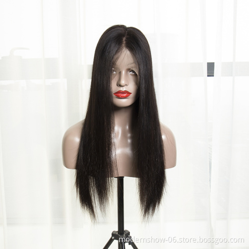 Modern Show cuticle aligned hair  straight natural color indian human hair lace front wigs